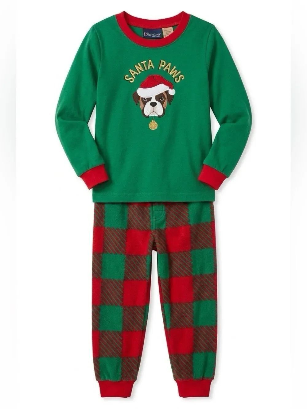 Santa Paws Kids Pajamas - Green and Red 24m NWT